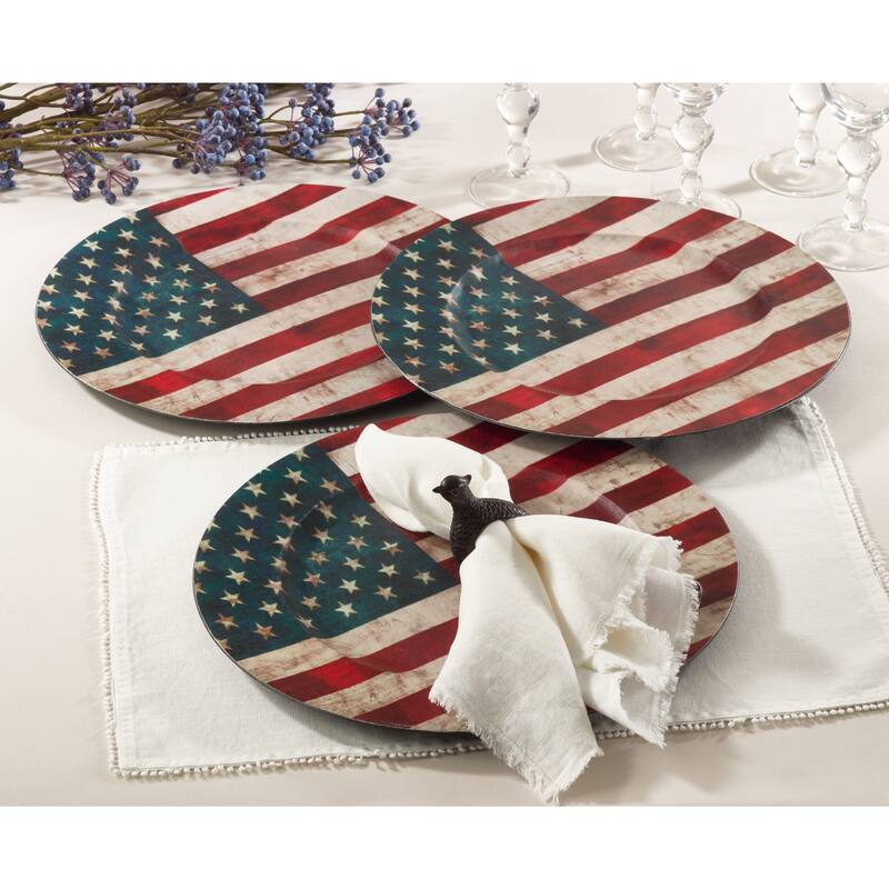 Decorative Collection US Flag Design Charger Plate (Set of 4)