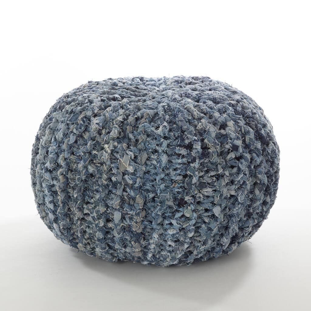 Denim Twisted Rope Pouf Ottoman