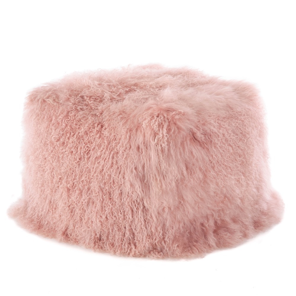Mongolian Lamb Wool Pouf - On Sale - Overstock - 12172796