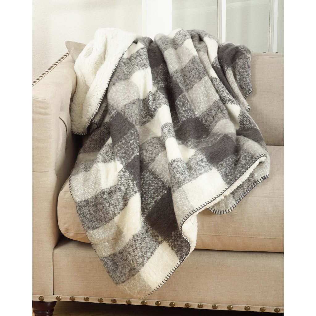 Sevan Collection Faux Mohair Design Sherpa Throw Blanket