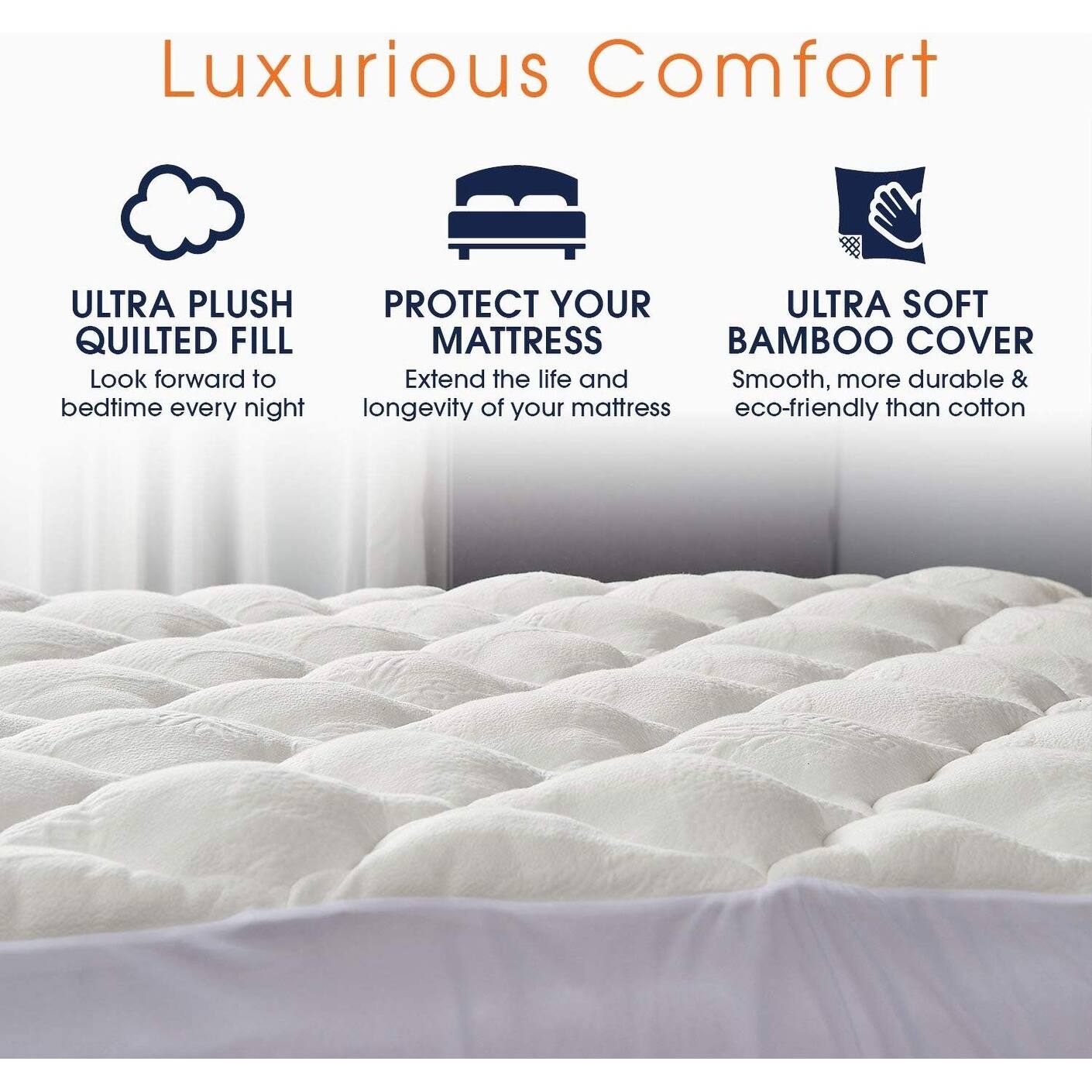 Cheer Collection All Season Plush Rayon from Bamboo Mattress Pad On