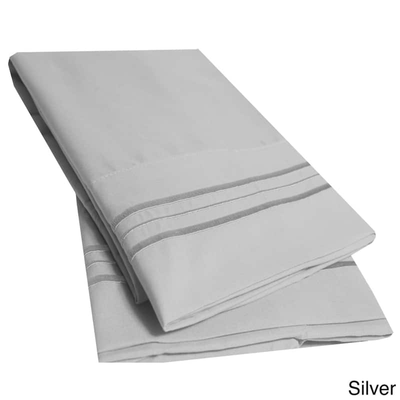 Ultra-soft 1500 Series Embroidered Pillowcases (Pack of 2) - King - Silver