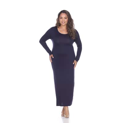 White Mark Plus Size Long Sleeve Maxi Dress