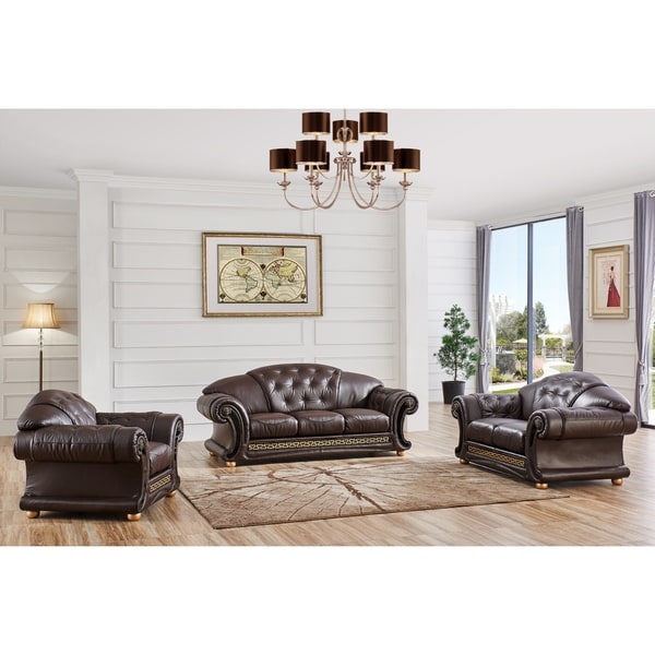 LUCA Home 3-piece Brown Classic Contemporary Living Room Set