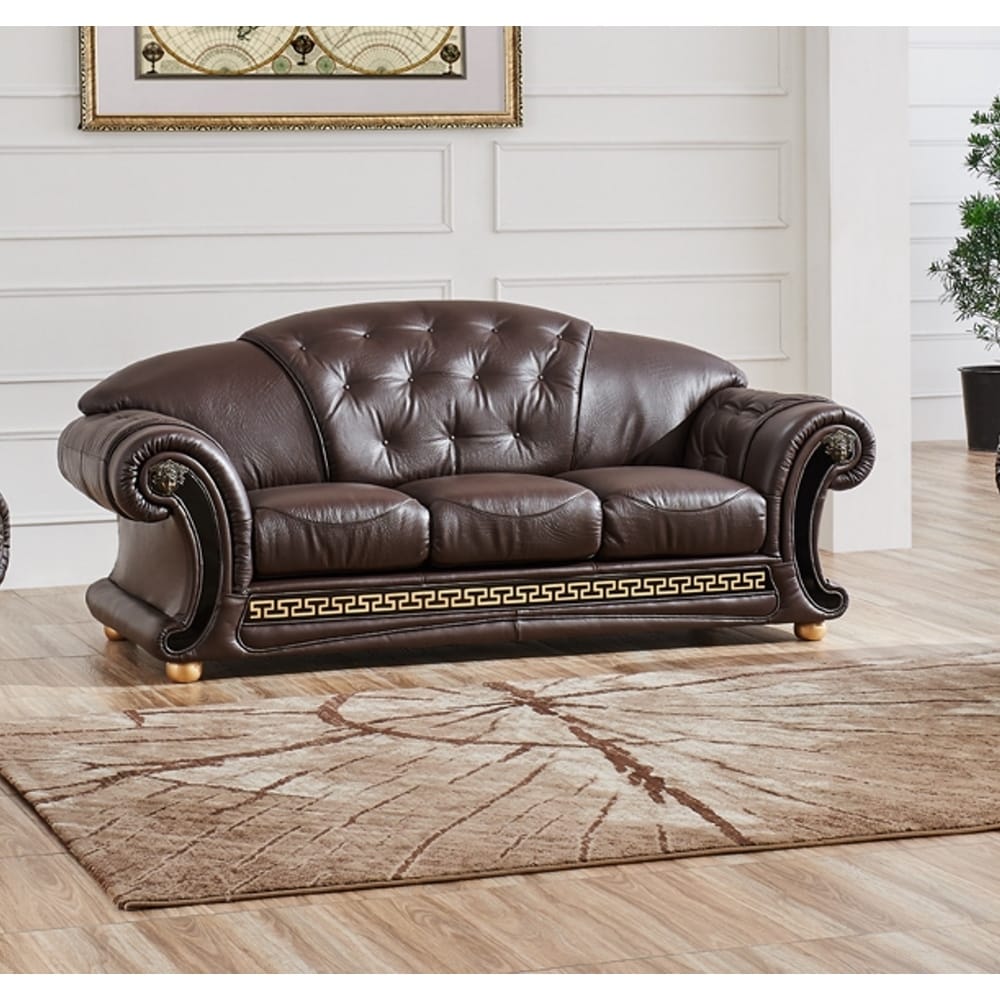 Luca HomeLUCA Home Brown Classic Contemporary Leather Sofa (Brown