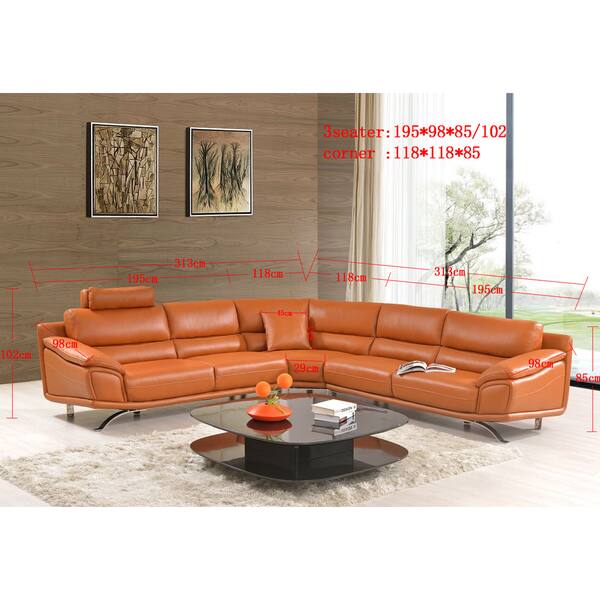 Shop Luca Home Split Leather Orange Sectional Sofa Free Shipping