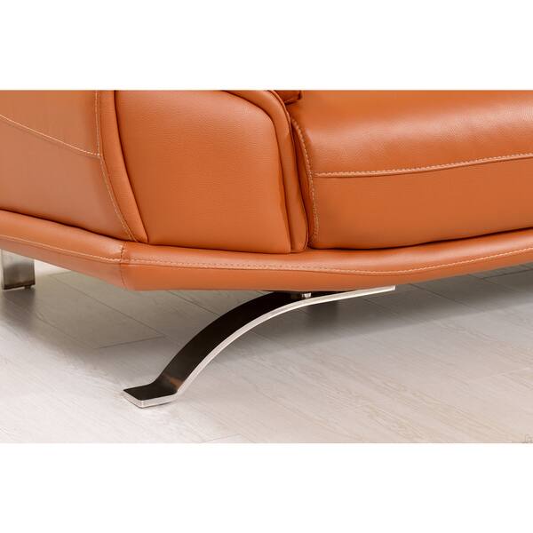 Shop Luca Home Split Leather Orange Sectional Sofa Free Shipping