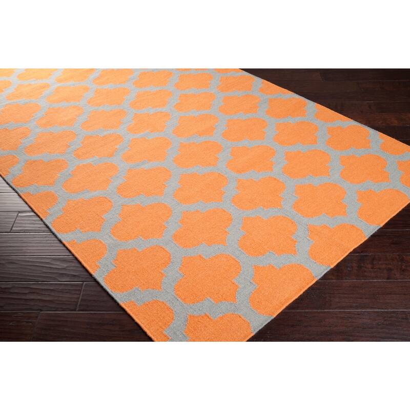 Hand Woven Carvin Flatweave Wool Area Rug