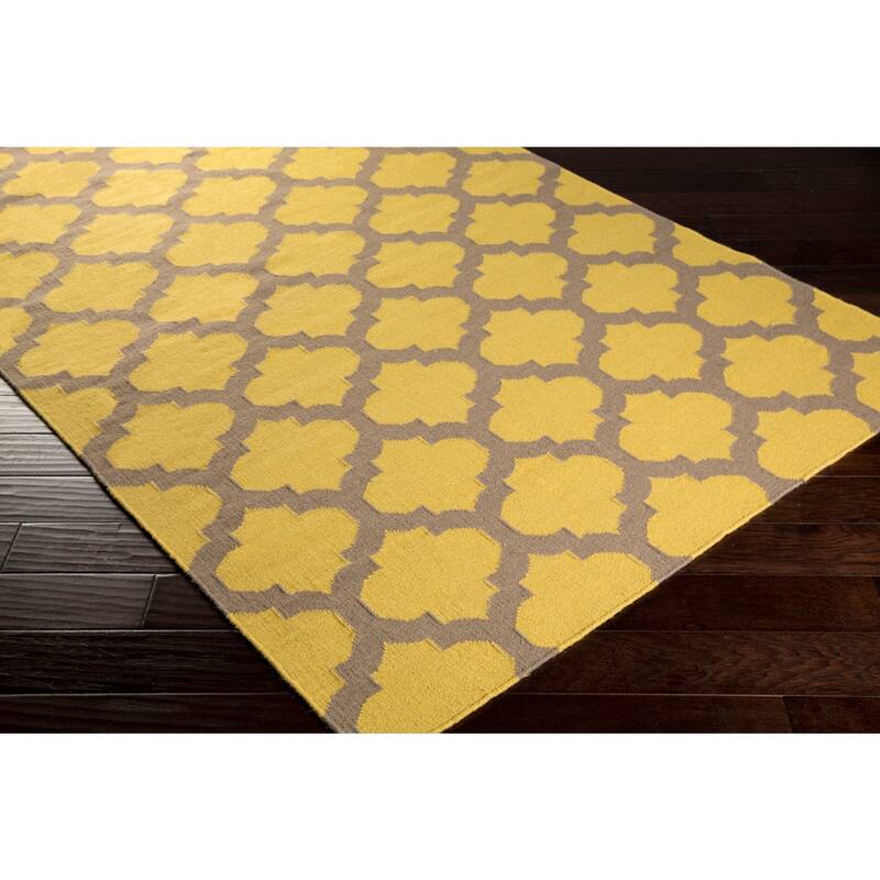 Hand Woven Carvin Flatweave Wool Area Rug