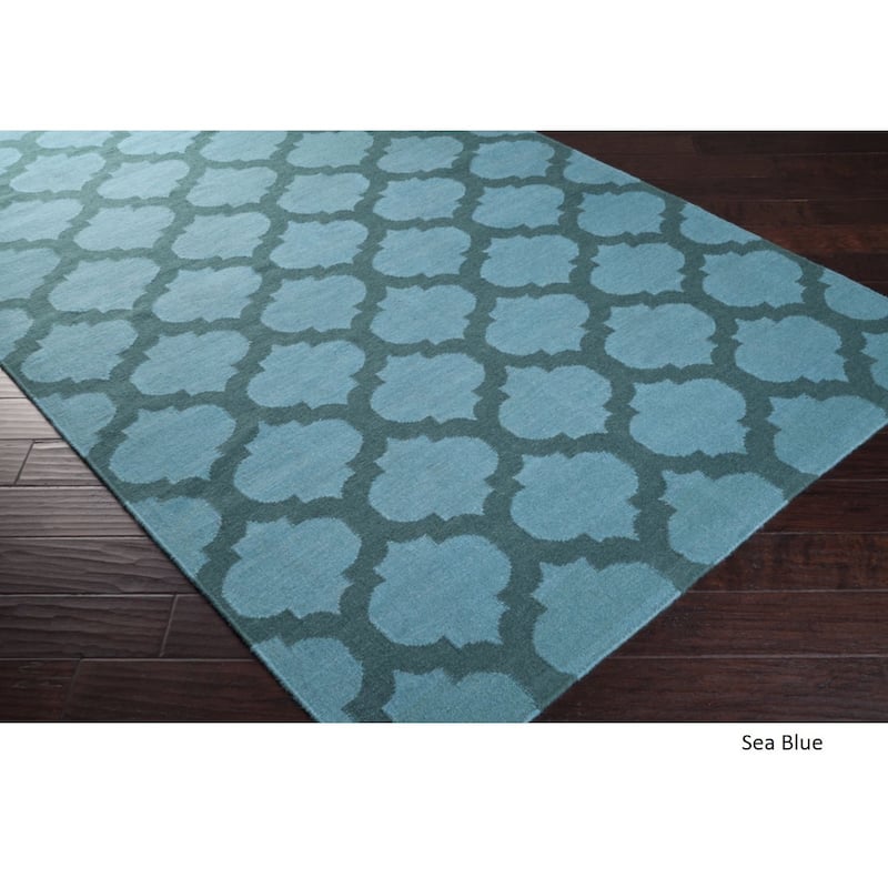 Hand Woven Carvin Flatweave Wool Area Rug