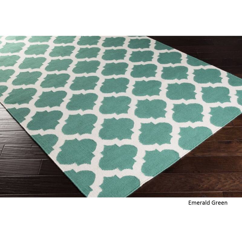 Hand Woven Carvin Flatweave Wool Area Rug