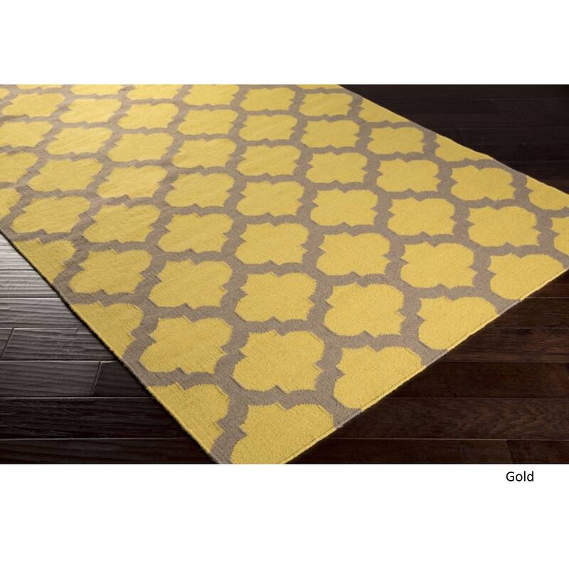 Hand Woven Carvin Flatweave Wool Area Rug