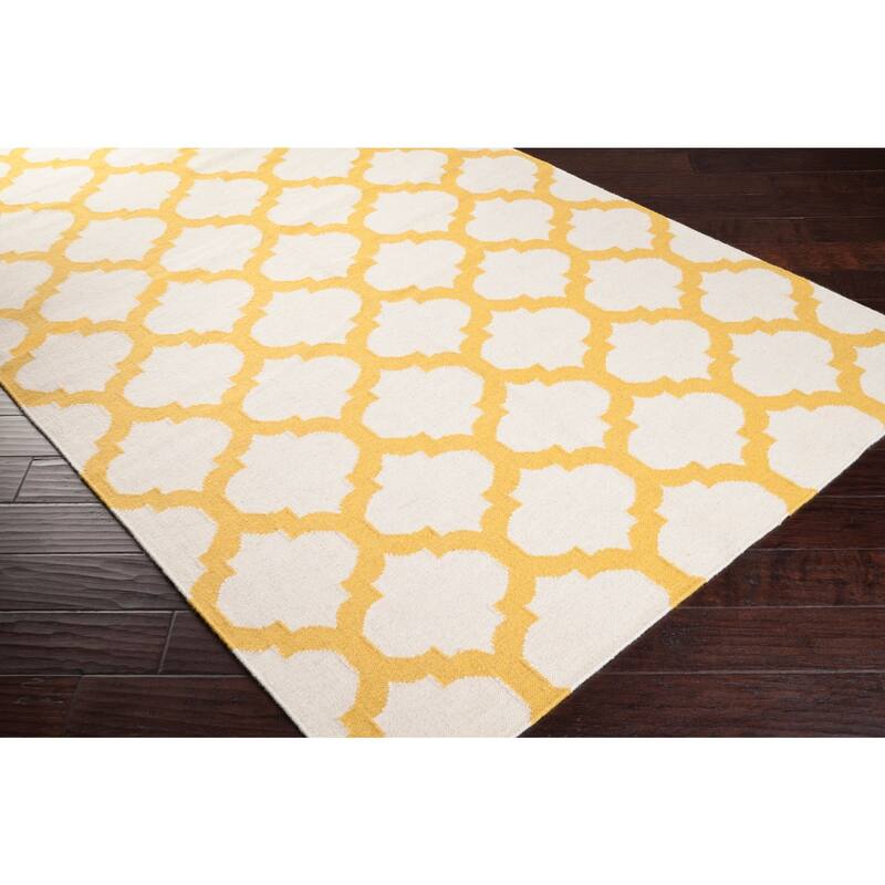 Hand Woven Carvin Flatweave Wool Area Rug
