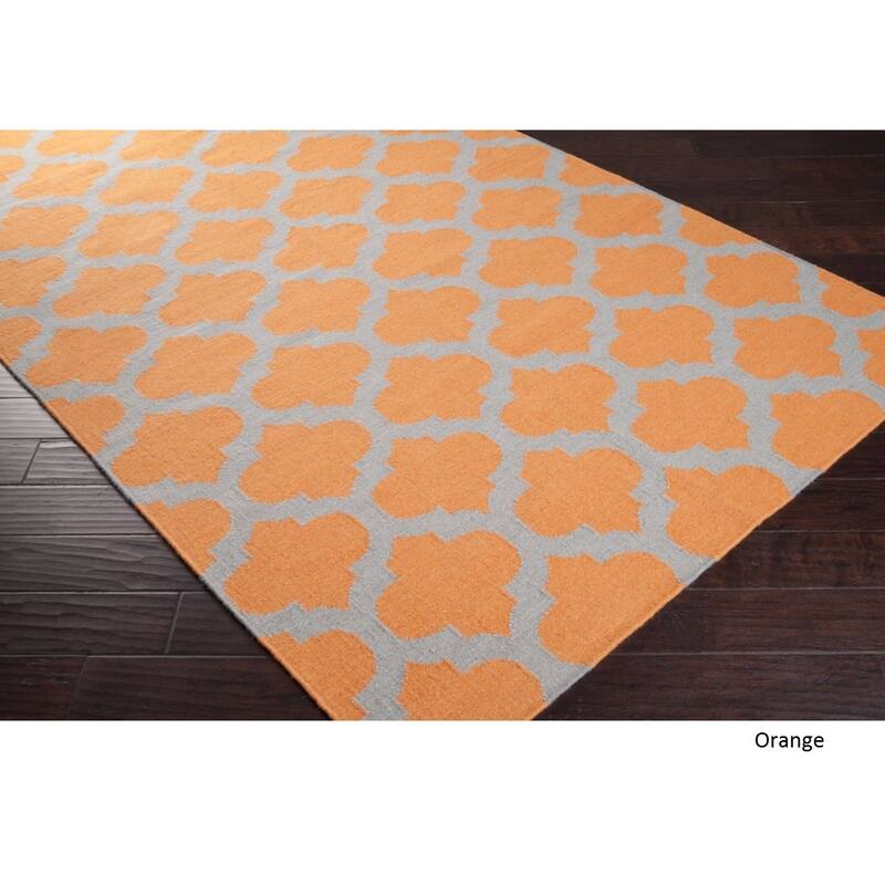 Hand Woven Carvin Flatweave Wool Area Rug