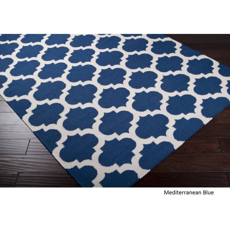 Hand Woven Carvin Flatweave Wool Area Rug