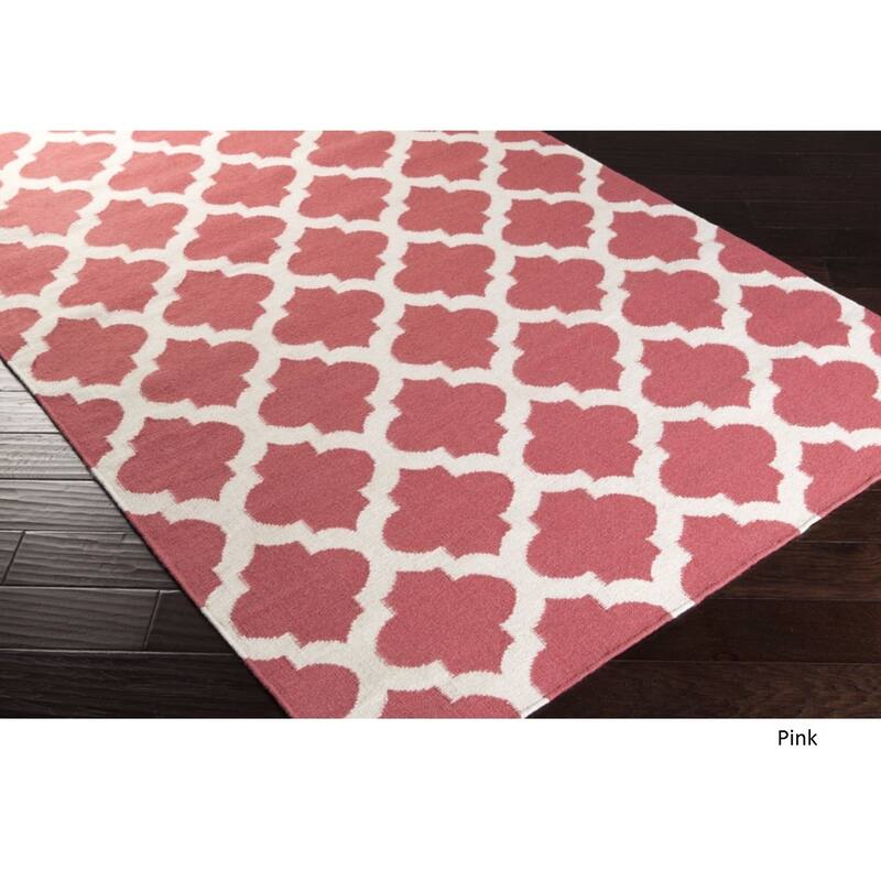 Hand Woven Carvin Flatweave Wool Area Rug