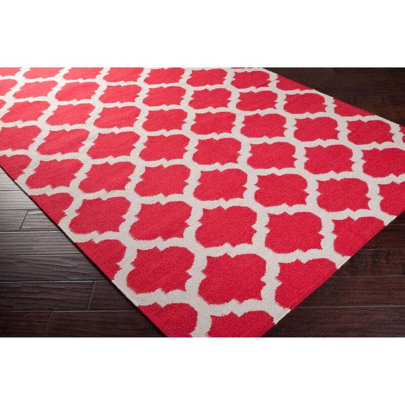Hand Woven Carvin Flatweave Wool Area Rug