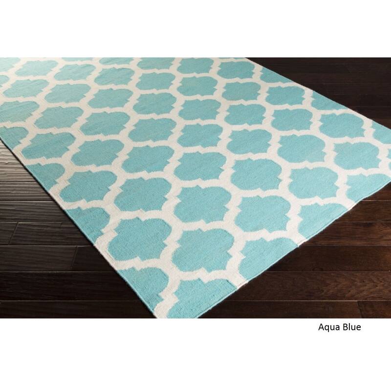Hand Woven Carvin Flatweave Wool Area Rug