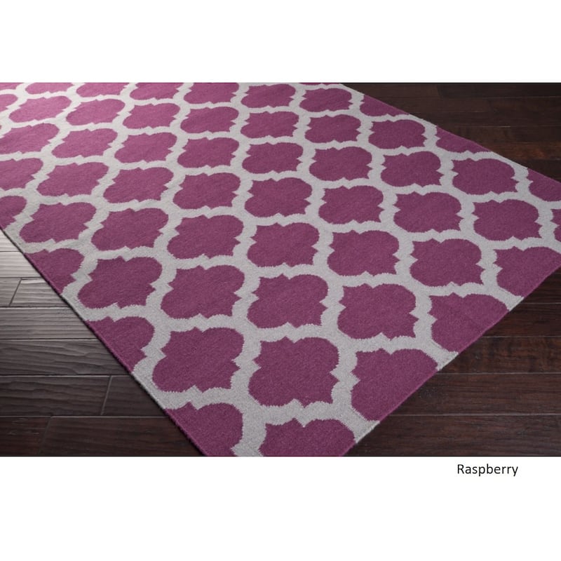 Hand Woven Carvin Flatweave Wool Area Rug