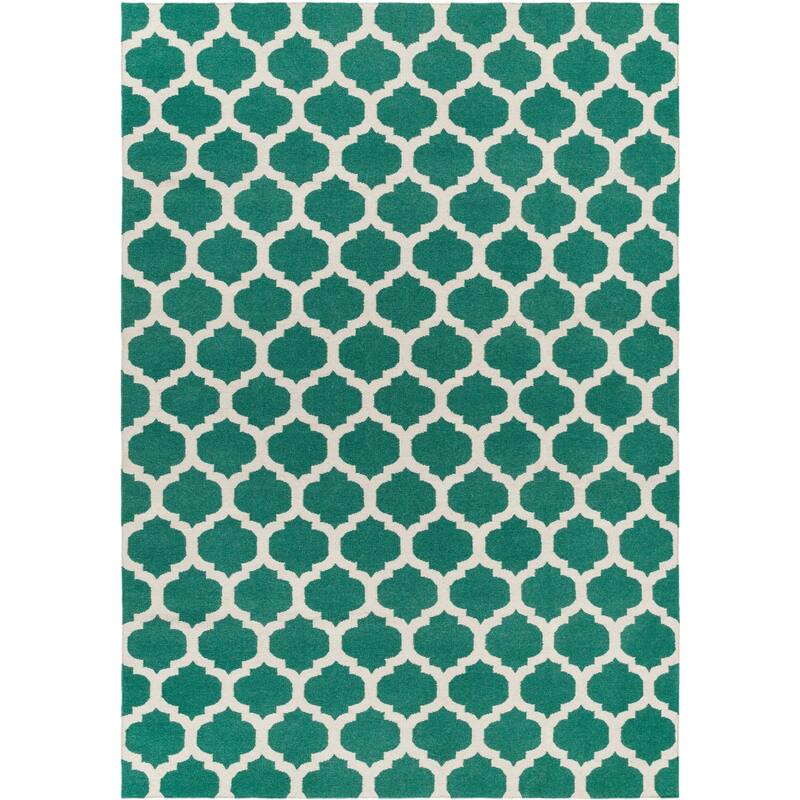 Hand Woven Carvin Flatweave Wool Area Rug