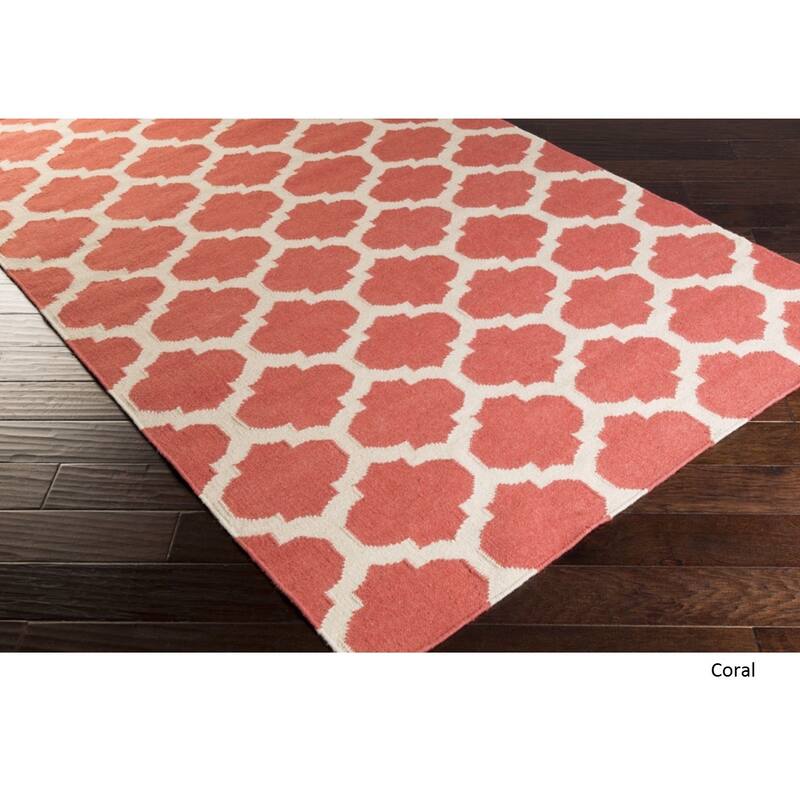 Hand Woven Carvin Flatweave Wool Area Rug