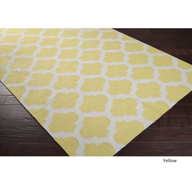 Hand Woven Carvin Flatweave Wool Area Rug
