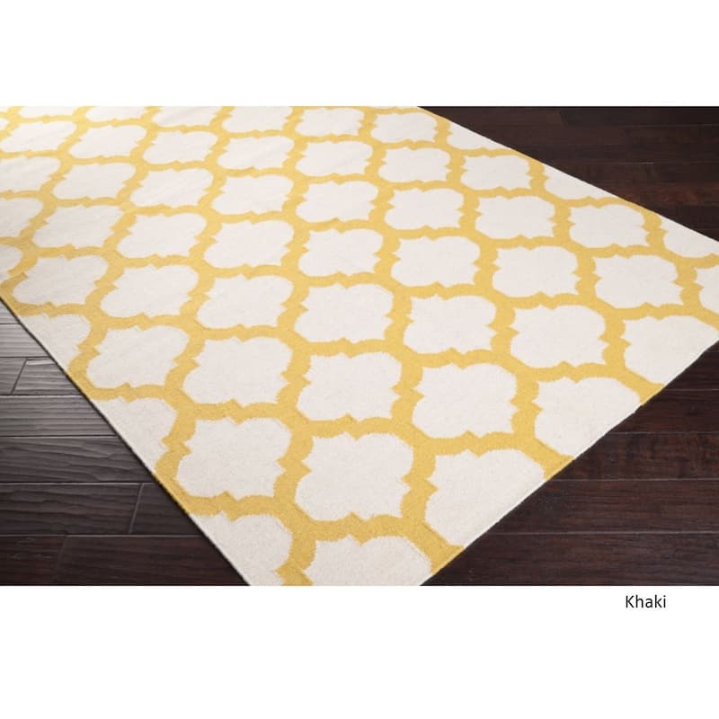 Hand Woven Carvin Flatweave Wool Area Rug