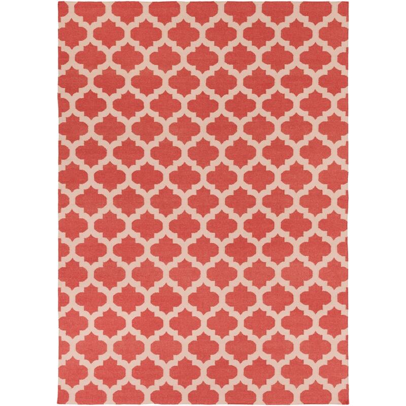 Hand Woven Carvin Flatweave Wool Area Rug