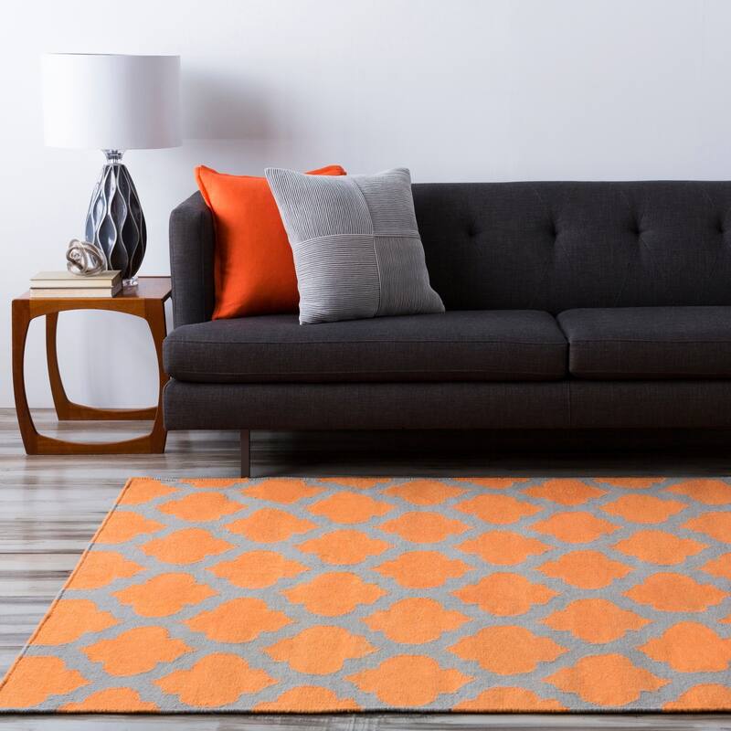 Hand Woven Carvin Flatweave Wool Area Rug