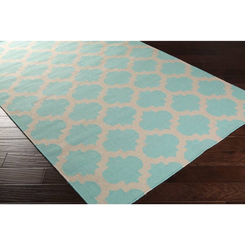Hand Woven Carvin Flatweave Wool Area Rug