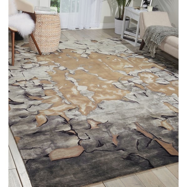 slide 2 of 7, Nourison Prismatic PRS02 Area Rug 3'9" x 5'9" - Beige/Silver