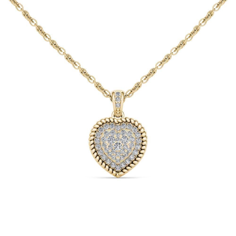 De Couer 10k Yellow Gold 1/4ct TDW Diamond Cluster Heart Necklace