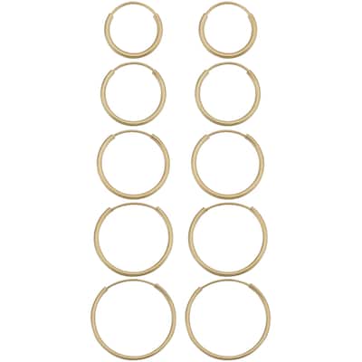 14k Yellow Gold Round Hoop Earrings