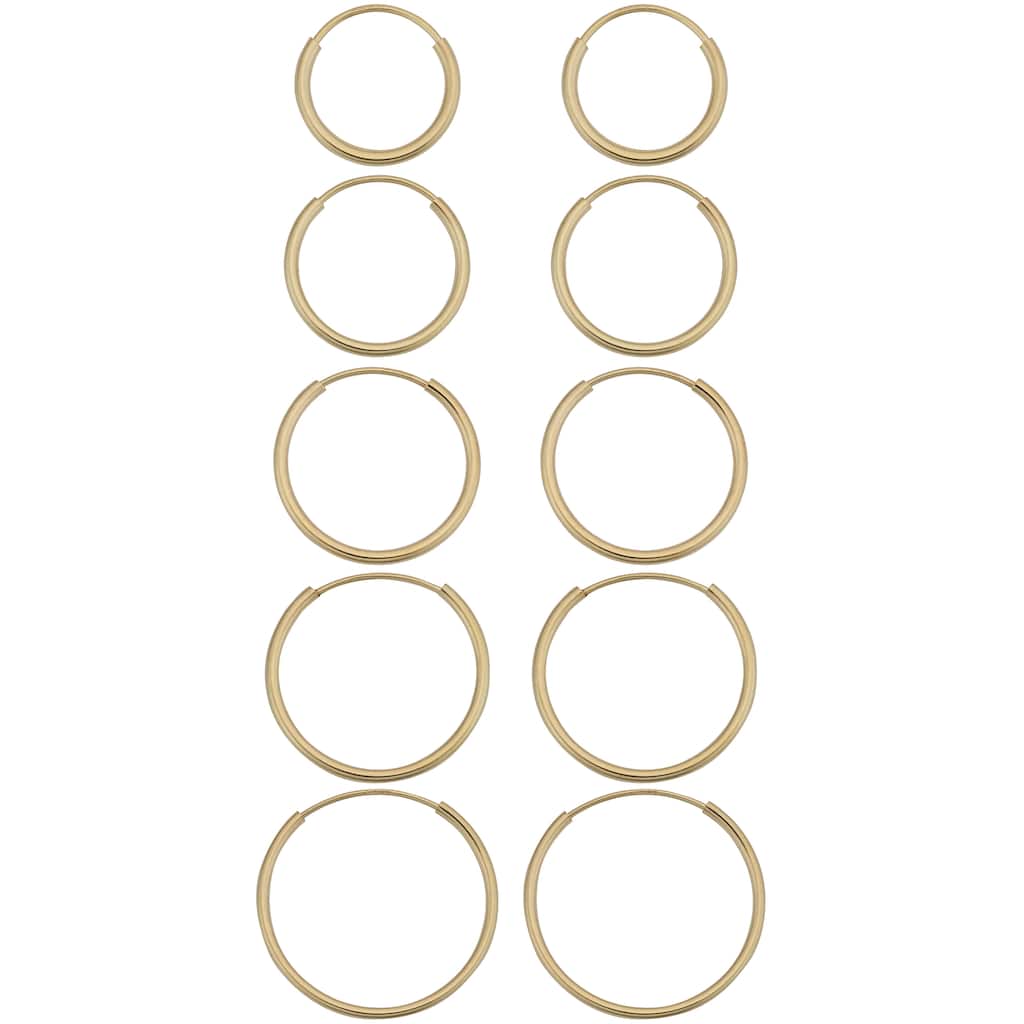 14k Yellow Gold Round Hoop Earrings