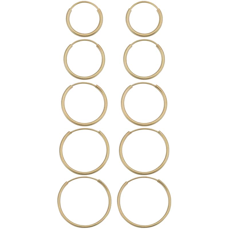 14k Yellow Gold Round Hoop Earrings