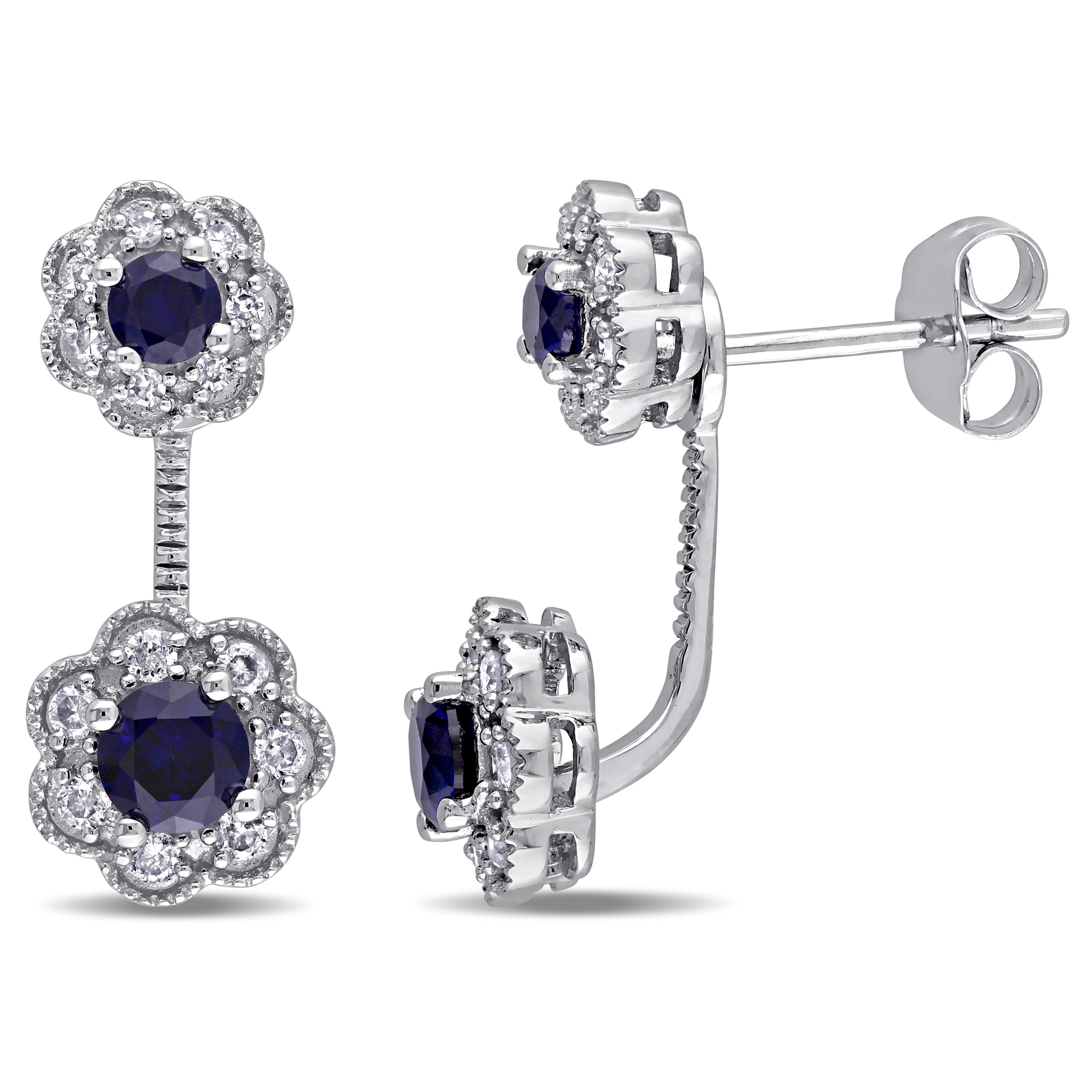 I2-I3 1//4ct TDW Blue Round Cut Diamond Stud Earrings 10k white gold