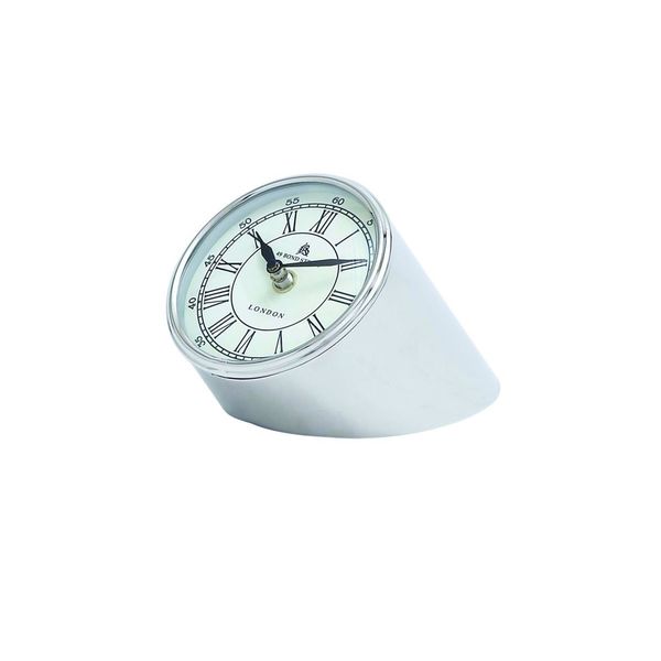 Stainless Steel and Nickel 4-inch High x 5-inch Wide Table Clock