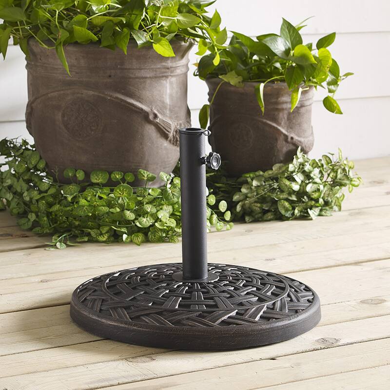 Walker Edison Round Cross Weave Outdoor Umbrella Base