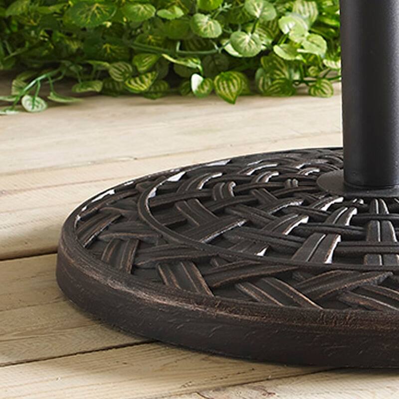 Walker Edison Round Cross Weave Outdoor Umbrella Base