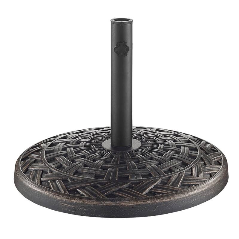 Walker Edison Round Cross Weave Outdoor Umbrella Base