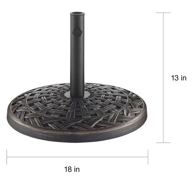 Walker Edison Round Cross Weave Outdoor Umbrella Base