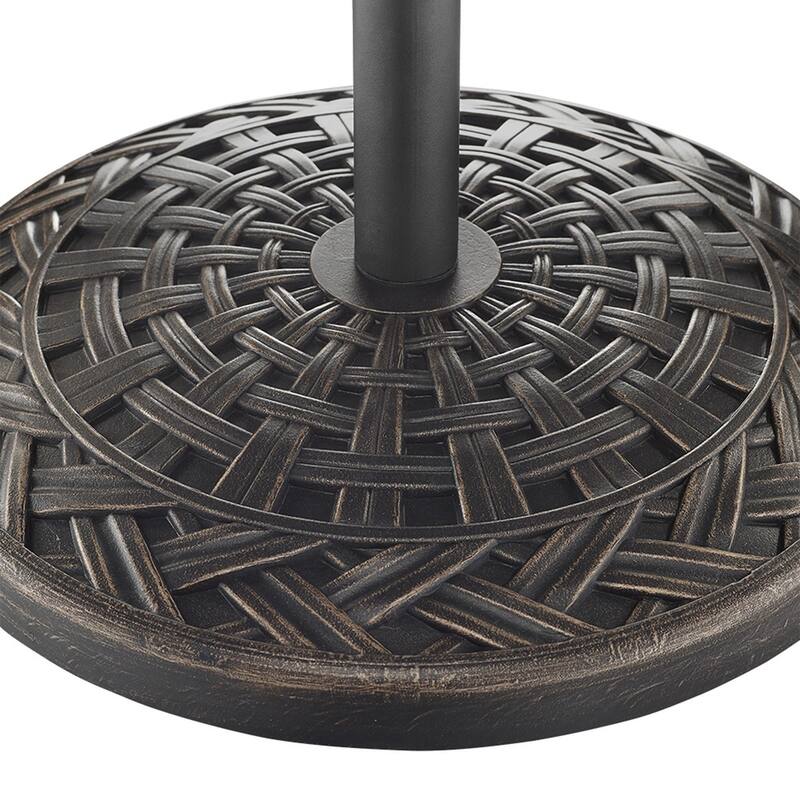 Walker Edison Round Cross Weave Outdoor Umbrella Base