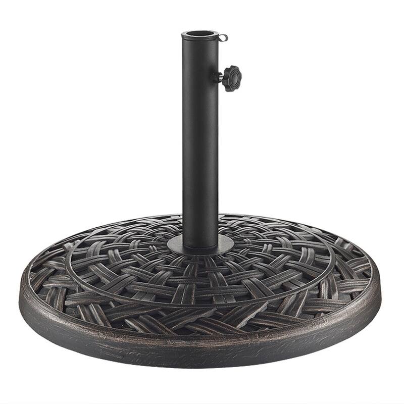 Walker Edison Round Cross Weave Outdoor Umbrella Base