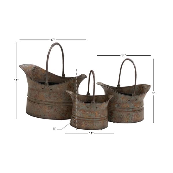 Grey Iron Rustic Planter (Set of 3) - S/3 17", 14", 11"W