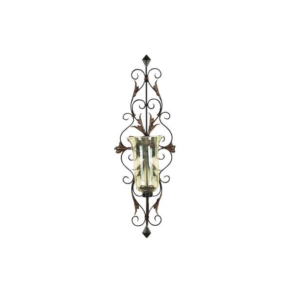 Metal and Glass 37-inch High x 13-inch Wide Candle Sconce