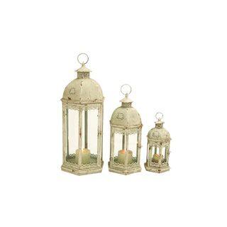 Set of 2 Weathered Ivory Candle Lanterns - Bed Bath & Beyond - 25410438