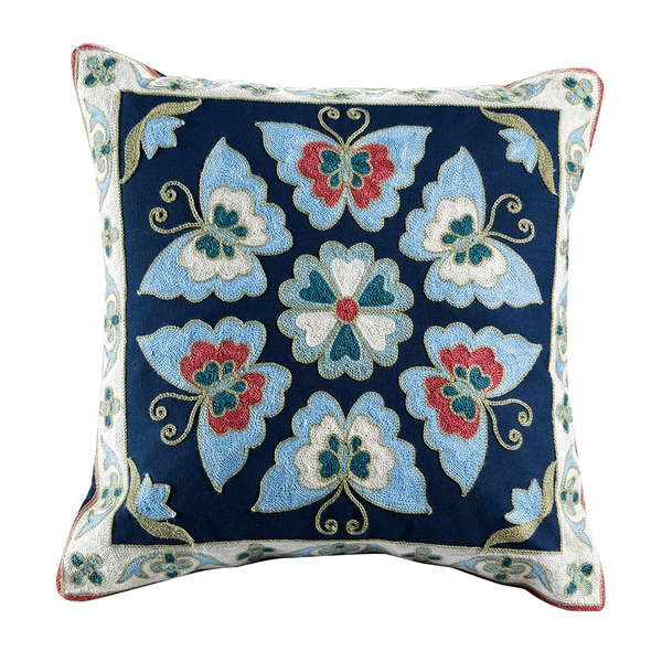 Auburn Embroidered Medallion Cotton Throw Pillow