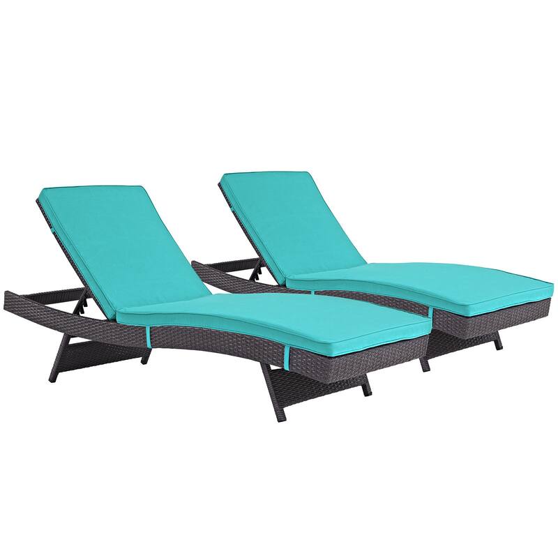 Gather Chaise Outdoor Patio Set of 2 - Espresso Turquoise