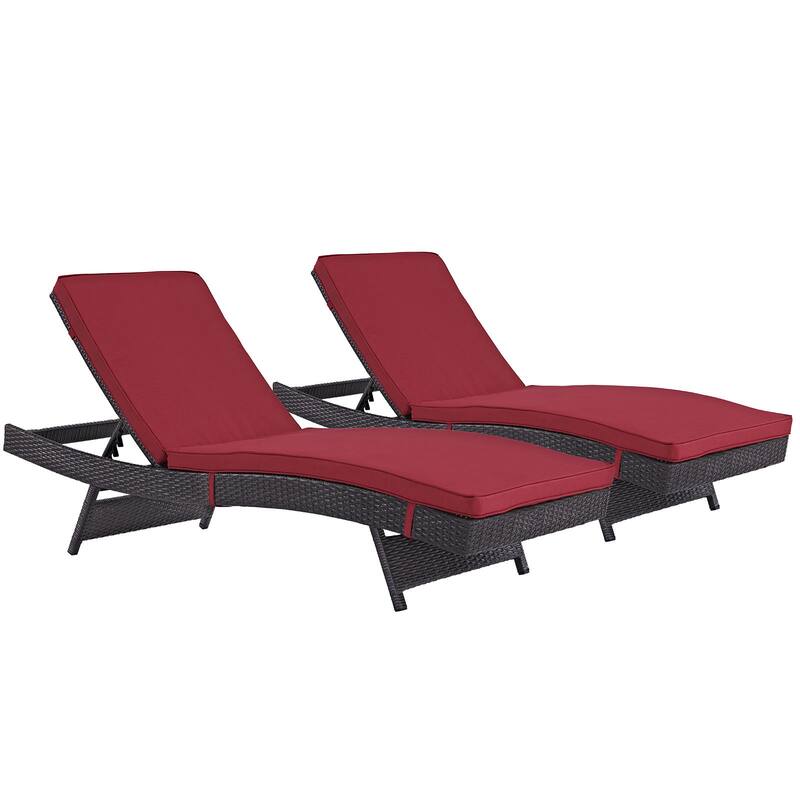 Gather Chaise Outdoor Patio Set of 2 - Espresso Red
