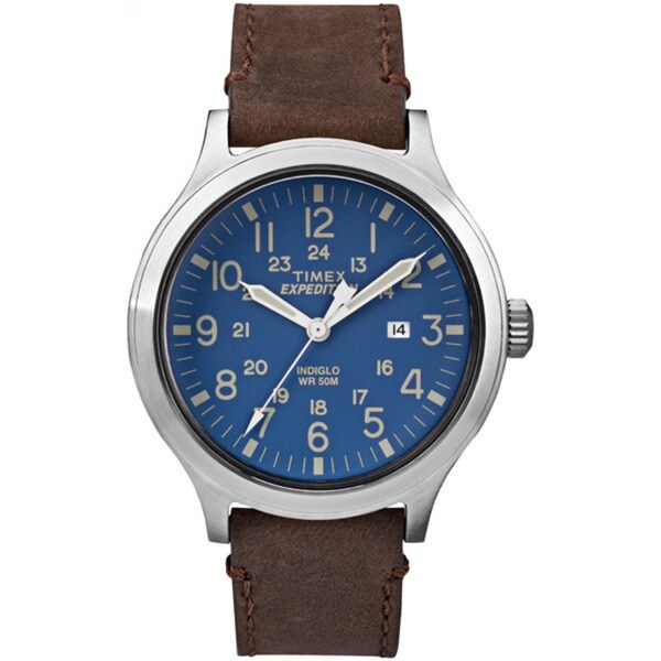 Shop Timex Men's Expedition Scout 43 Brown Leather Strap Watch - Free ...